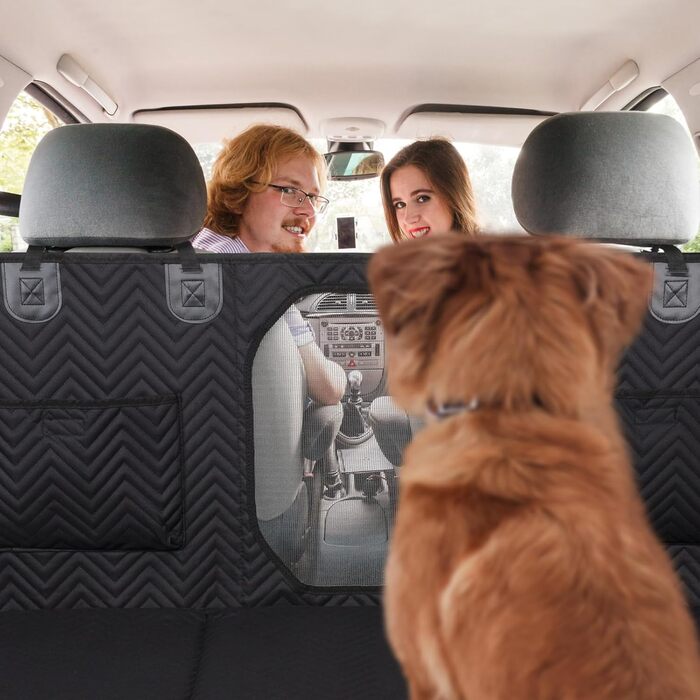 Trivlpet Автогамак для собак на заднє сидіння з жорсткою основою, водонепроникний, товстий наповнювач, захист сидіння для авто, пікапів і SUV, чорний