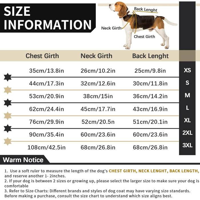 Водонепроникний теплий зимовий одяг для собак - куртка-манжетка з отвором для шлейки, армійський камуфляж, для собак маленьких, середніх та великих порід, з світловідбиваючими смугами, блискавкою (S, Абрикосовий)