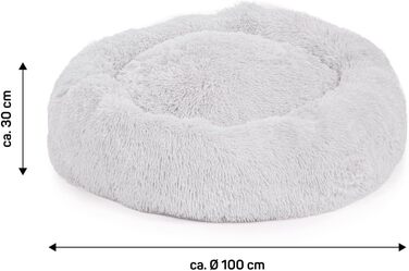 М'яке ліжко для собак Ceddie - кругла лежанка для собак, діаметр 100 см, світло-сіра
