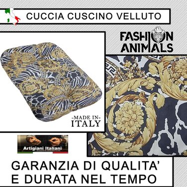 Овальне лежанка для тварин з велюру – М'яке ліжко для собак, не знімний чохол – Лежанка для котів та собак у стилі Animalier – Зроблено в Італії (Versus)