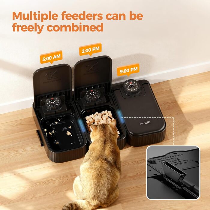 Автоматичний дозатор корму для котів та собак з таймером: 700 мл, 48 годин, свіжий корм, ABS пластик