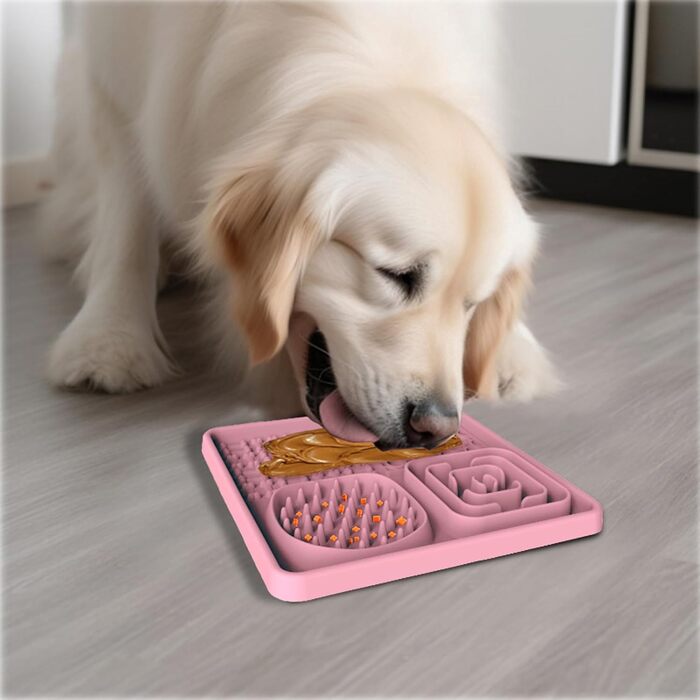 Силіконовий килимок для ласощів для собак та котів AODALIY (без BPA) з великим присоском. Зелений та рожевий.