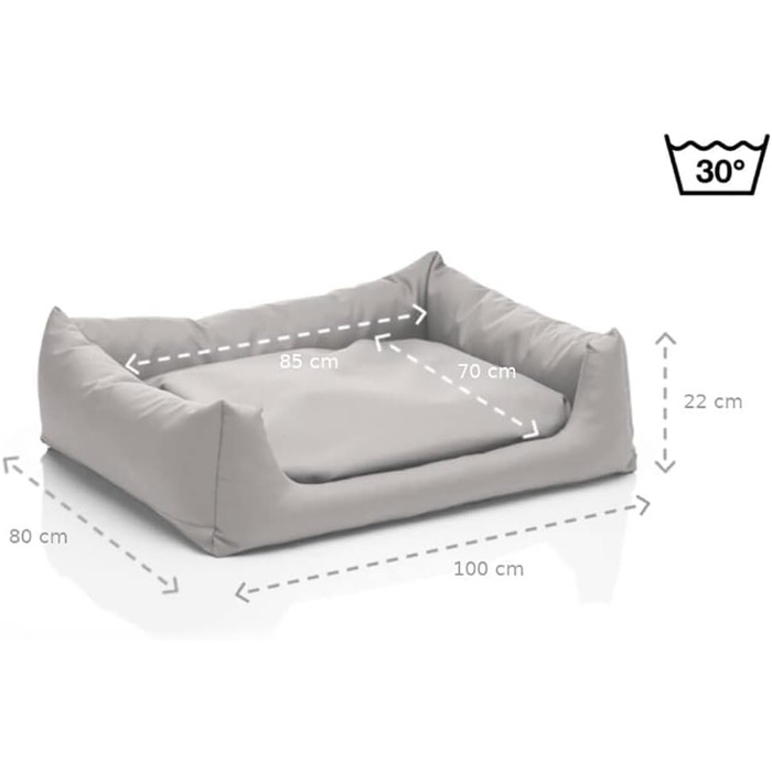 Лежанка для собак Juelle Pola - м'яке ліжко для великих собак, знімний чохол, прання в машині, пухнасте ліжко, собаче ліжко/софа, розмір L (100x80 см), колір: Темний м'ятний