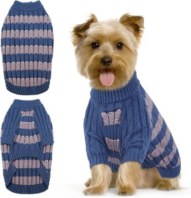 Теплий зимовий пуловер для собак маленьких порід з отвором для повідка, з малюнком 