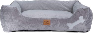 Крісло-ліжко для собак Buddy, середніх порід, сіре, 85x70 см, знімний чохол