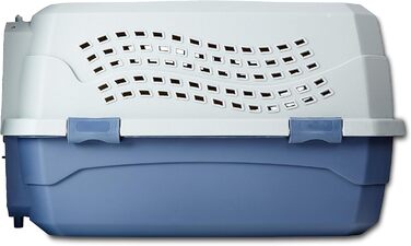 Будиночок для котів Amazon Basics, двохдверний, синій, 58x38x33 см, переноска для домашніх тварин