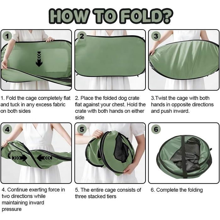 Складана переносна переносна коробка для собак та котів, 94x53x53 см, зелена
