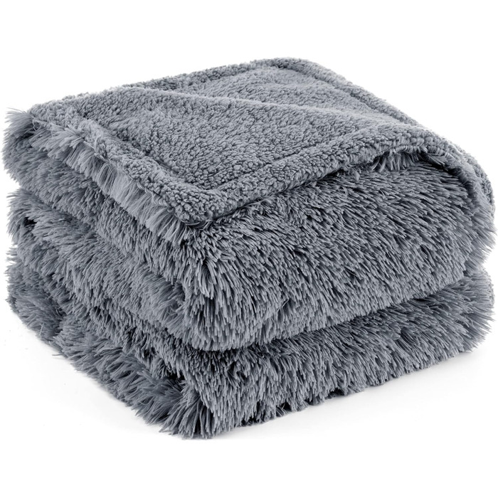 Водонепроникний коврик для собак BEDSURE - 152 x 203 см, довгий плюш, миючий, захисний, м'який, для великих собак, сірий (152x203 см)