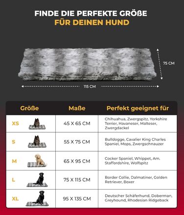Килимок для собак HS-Hundebett® з підкладкою та антиковзаючою основою XS (45x65 см) – М'який та пральний – Зручна ковдра для собак – Виготовлено в Німеччині (Shadow, 75x115 см)