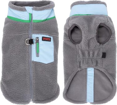 Зимова куртка для собак FeiaX Ware з флісу, тепла жилетка для собак з кільцем D, одяг для собак, варіація для маленьких та середніх собак (Сірий, L)