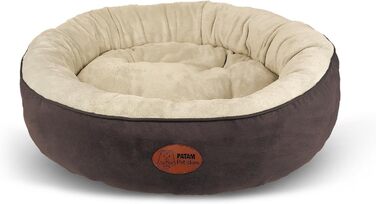 Кругле ліжко для собак та котів Fufi Beige, велике (⌀ 71 см), з м'якими краями, неслизьке, знімне, для всіх сезонів