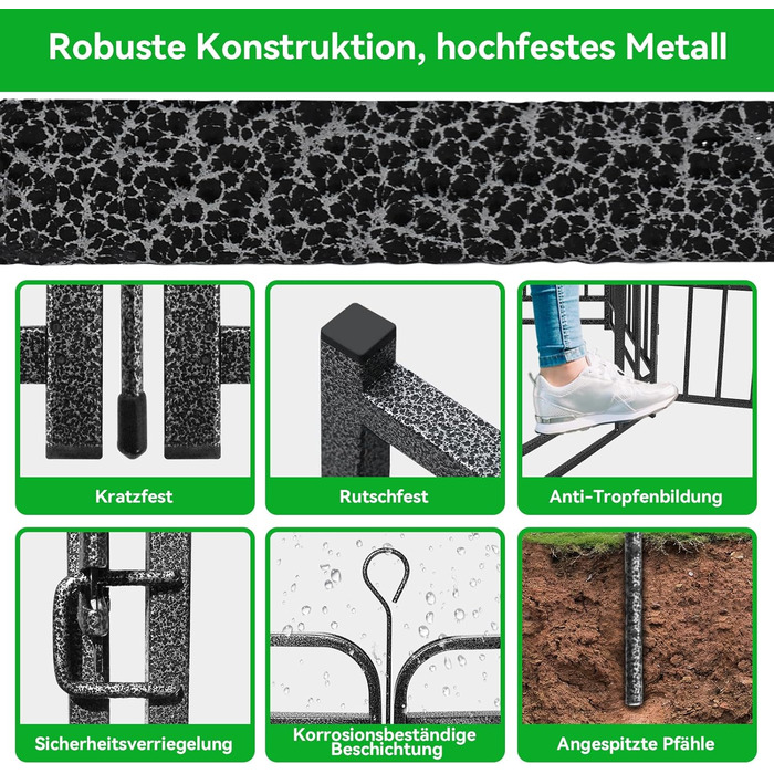 Кіягро вольєр для цуценят 544см, 100см висотою, 8-секційний розкладний вольєр для тварин з дверима, вольєр для собак, котів, кроликів, для саду, без інструментів, 8 секцій