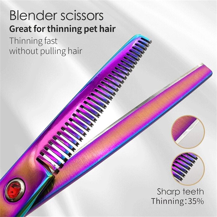 Професійний набір ножиць для грумінгу собак: вигнуті, прямі та розріджуючі ножиці + гребінець (чорний+жовтий)