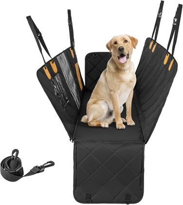 Захист для заднього сидіння авто для собак Costway, 215x148 см, чорний, водовідштовхуючий, з віконцем та боковими захистами