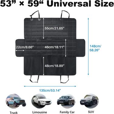 Килимок для собак у машину, вологостійкий та стійкий до подряпин, знімний та пральний, універсальний, 162.5x152.4 см, для легкових автомобілів, вантажівок, SUV