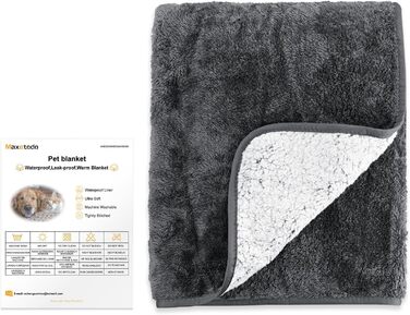 Водонепроникний килимок для собак 100x120 см (40x47 дюймів) - м'який, пухнастий, машинного прання, для собак середніх порід до 16 кг, чорно-білий, для дому та вулиці