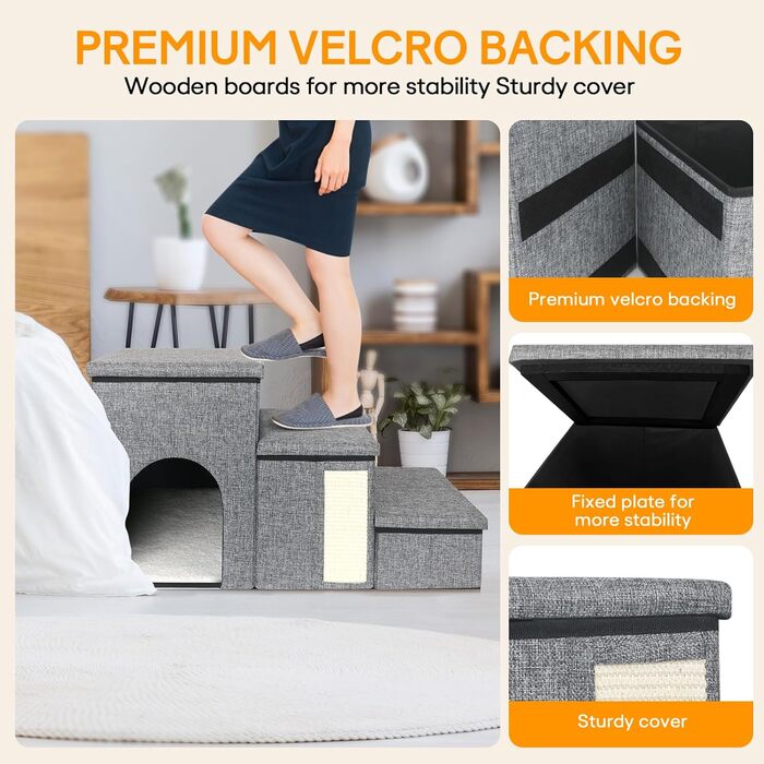 Сходинки для собак Petizer: регульована, складана, з коробкою для зберігання, для маленьких собак, кошенят та тварин