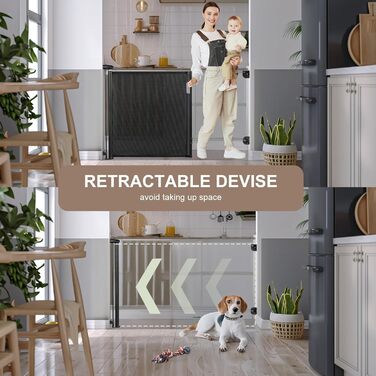 Захисний бар'єр для дитячих воріт, розтяжний, 0-180 см. Захист від падіння для дітей, котів та собак. Підходить для сходи, дверей, внутрішнього та зовнішнього використання. Чорний, 86x180 см