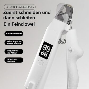 LED-криміна для догляду за кігтями собак та котів 2-в-1 – безпечна та тиха, з датчиком, світлом та захистом від бризок