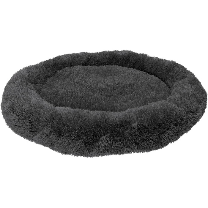 BENNO® Крісло-лежанка для собак BALU 70x70x16 см, у формі пончика, м'яке ліжко з поліестеру з поліпропіленовим наповнювачем, можна прати, неслизьке дно, з іграшкою-кісткою, антрацит