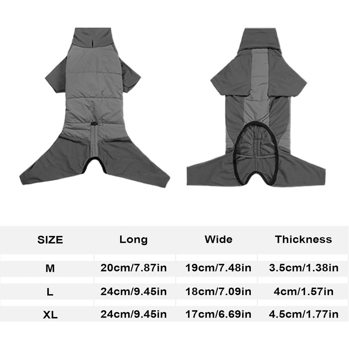 Зимовий одяг для собак: теплий водонепроникний зимовий пуховик з коміром-стійкою для малих та середніх собак, для прогулянок, хандрі, туризму, сірого кольору, розмір L