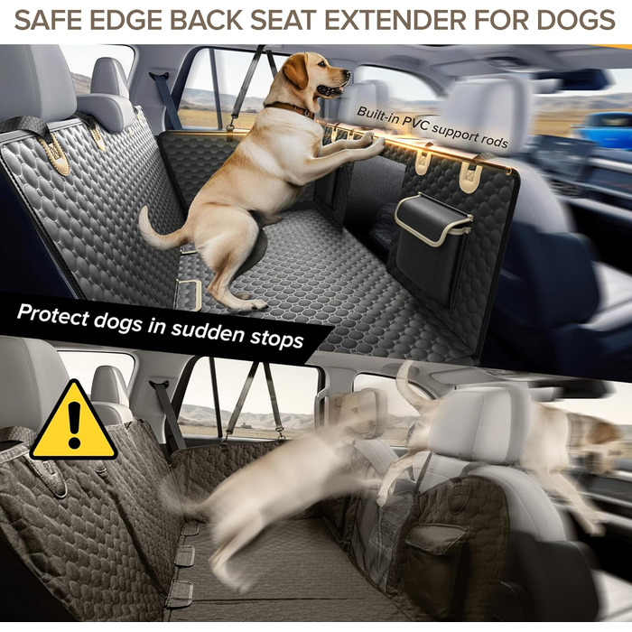 Подовжувач для заднього сидіння вантажівки XL для собак, жорстка основа, чохол на сидіння автомобіля для собак, міцна автомобільна гамак для собак, водонепроникні чохли для сидінь для домашніх тварин для вантажівок, F150, Ram1500 та великі SUV, сірий колі