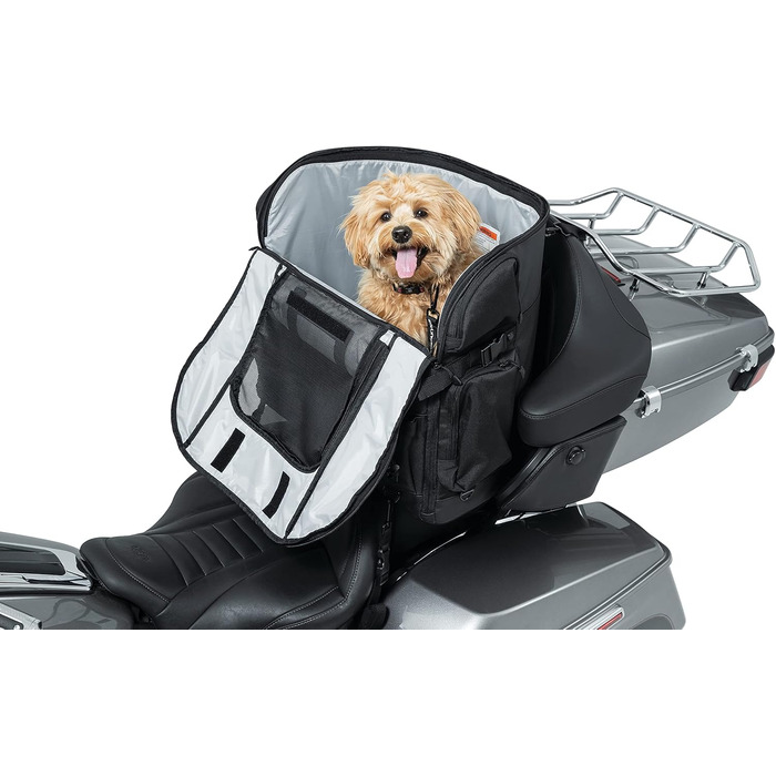 Kuryakyn Titan Pet Palace 5723 переносна транспортна будка для собак і котів, чорна, водонепроникна, зменшує нагрів, для мотоциклів, на турингове сидіння