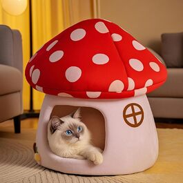 Кігтечка-ліжко для котів Pilz, знімний подушкою, м'яке та тепле, 50x47 см (Червоний, L)