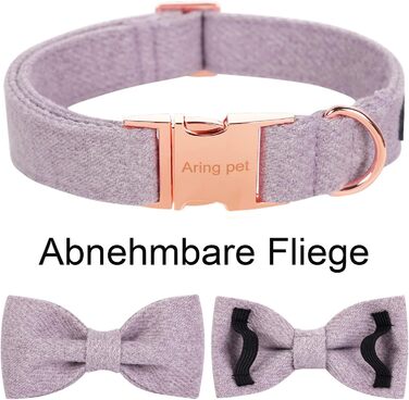 Нашийник для собак на Різдво Aring Pet, бавовняний нашийник з бантом, милий дизайн, з металевою застібкою, для великих собак (XL, лавандовий)
