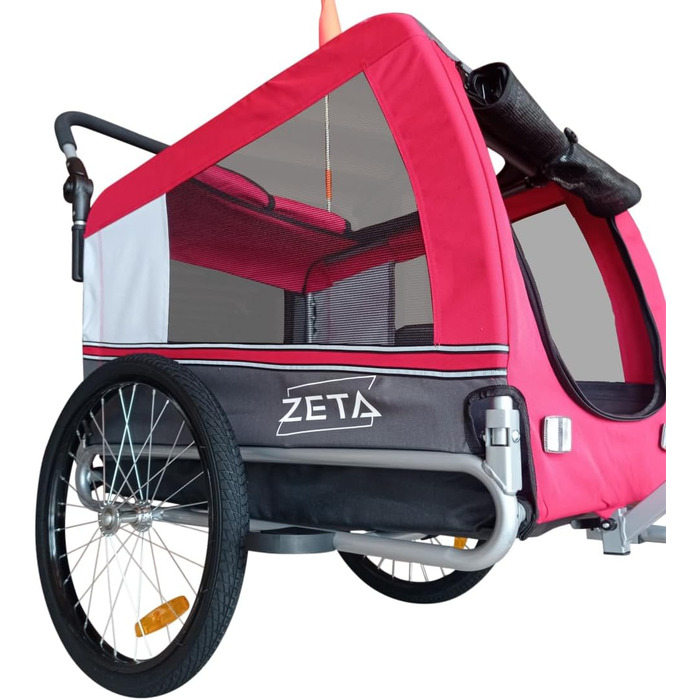 Papilioshop 2-в-1: велосипедний причіп та візок для собак та домашніх тварин, складаний, легкий та стабільний, для транспортування та прогулянок (M-червоний)