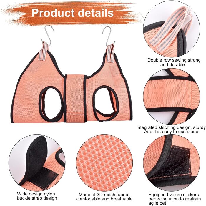 Гамак для тварин Bhoulandi: зручний гамак для котів та собак, дихаючий, з клямками, армійного кольору, розмір M