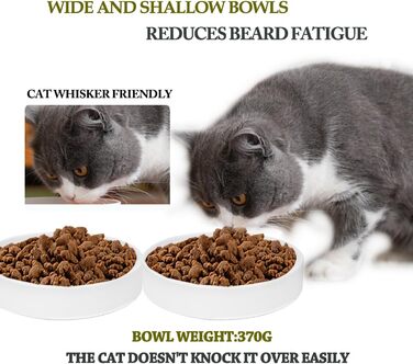 Набір мисок для котів з кераміки, 3 шт. – миски для котів та кошенят, 15 x 4 см, білий