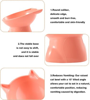 Підвищений годівниця для котів, підставка для мисок, нахилена на 15°, антиблювотний годівник, захист шиї, для домашніх тварин