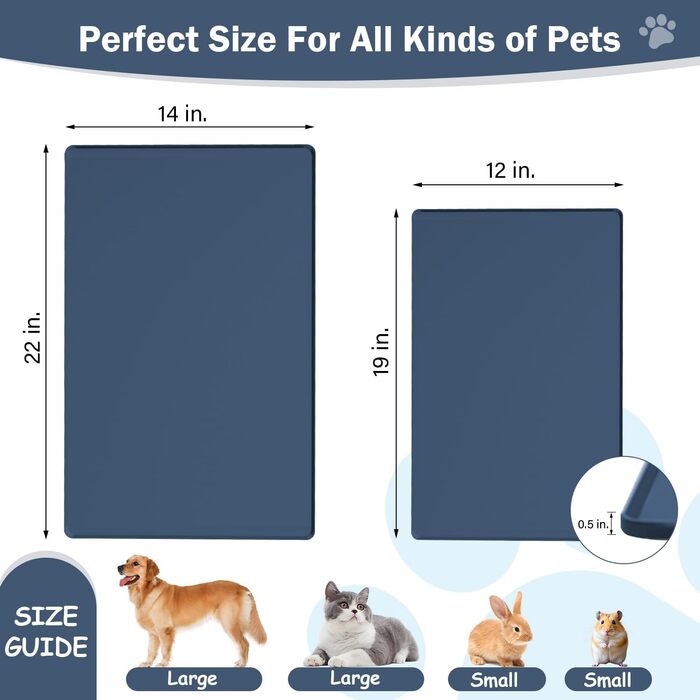 Силіконовий килимок для годування собак та котів з піднятими бортиками, неслизький, водонепроникний (Сірий, S)