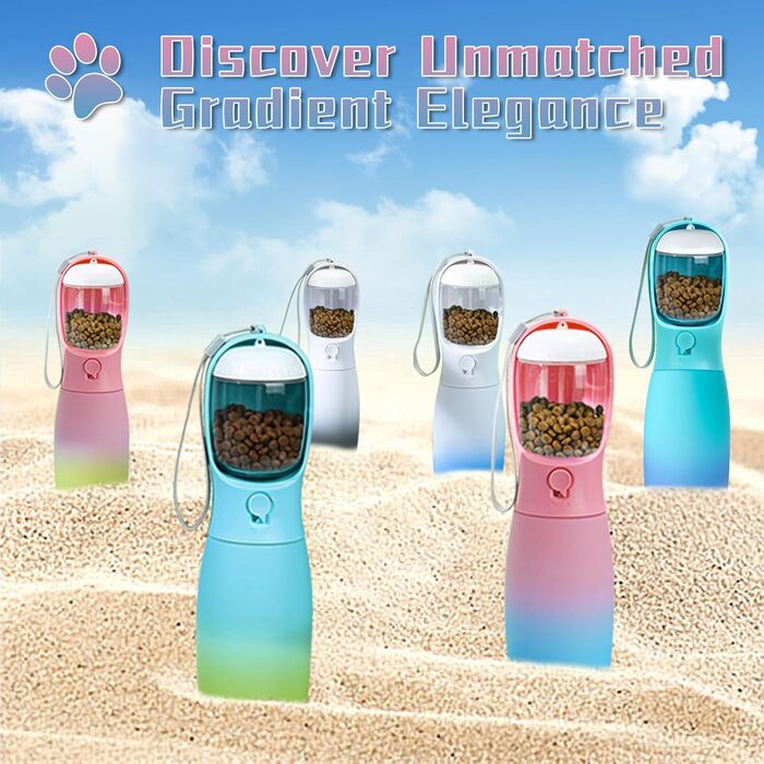 MITOCAPY Поїлка для собак 2-в-1 з контейнером для корму, 540 мл, чорно-біла, для подорожей та кемпінгу