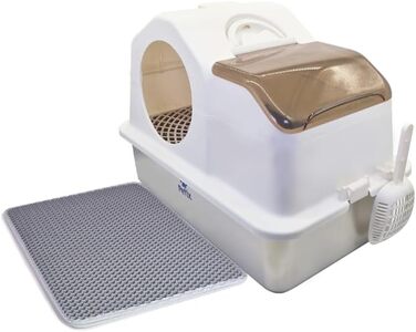 Котів туалет Petix Ramp XXL з кришкою, 61x40x44 см, великий, з фільтром та рампою, антипросковковий, герметичний, з килимком, легко чистити