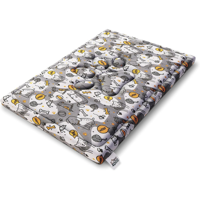 Килимок для собак FDM Puddy, 70x60 см, водонепроникний, з ефектом пам'яті, для маленьких собак, знімний чохол, миючий, сірий з жовтим