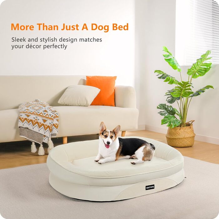 Ортопедичне ліжко для собак, ліжко-софа для собак з підголовником, антиковзаюча підставка, знімний та пральний кошик для собак, середні та великі породи, 106 x 79 x 17 см, оливковий колір