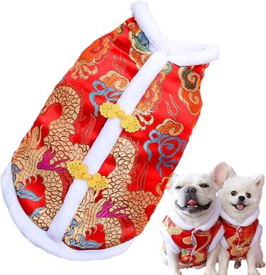 Теплий халат-чонгсам для котів та собак, зимовий стиль Тан, теплий одяг для святкування Нового року, Bichon, малі та середні породи