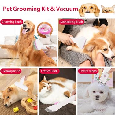 Набір для догляду за собаками Garvee: пилосос для видалення шерсті, 13.4 кПа, 2 л, 5 насадок