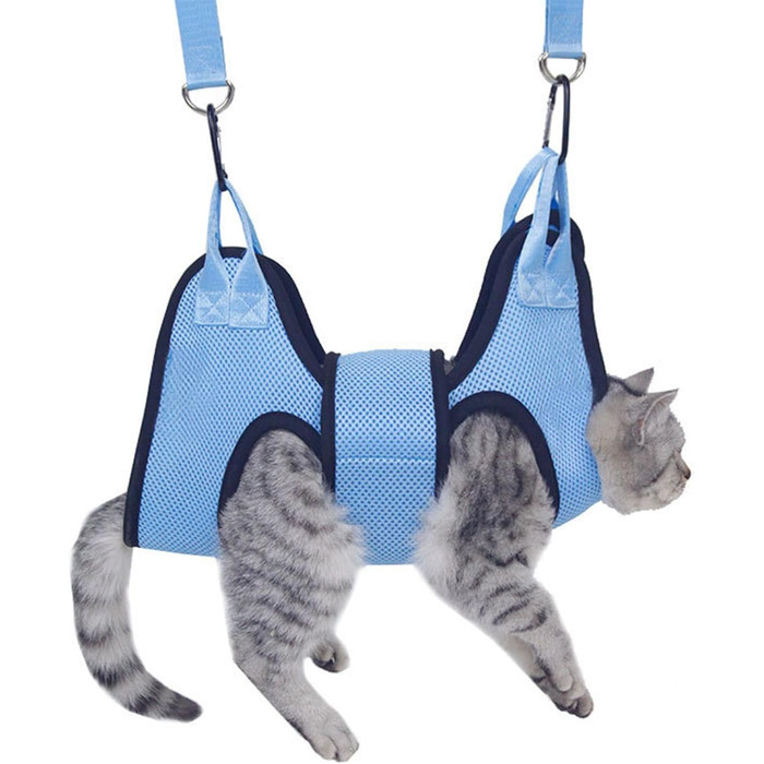 Набір для догляду за кігтями собак та котів, безпечний, дихаючий, з ремінцем (блакитний, L)