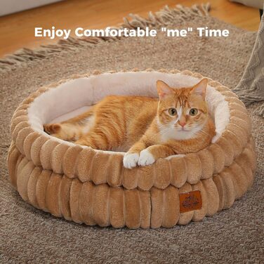 Кругле ліжко для котів та маленьких собак PAWZ Road, 51x51x20 см, коричневе (M)