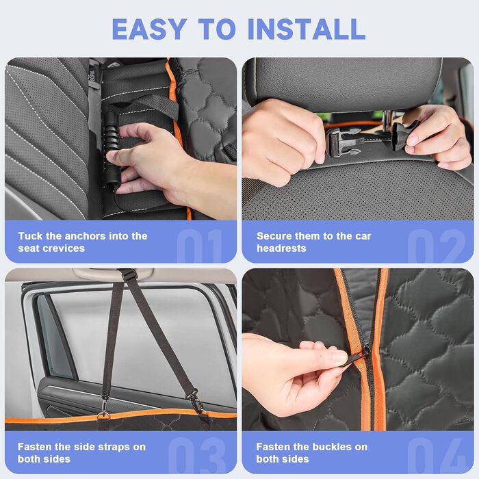 Накладка на сидіння автомобіля для собак, жорстка основа, до 180 кг, водовідштовхуючий захист з сіткою, підходить для позашляховиків та вантажівок, розмір L (147x75 см) (Чорний з помаранчевим, M(132 x 63 см))