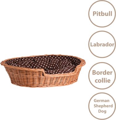 Корзина для собак та котів з плетеної лози e-wicker24, 75x75 см, з подушкою