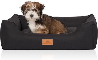 Лежак для собак Knuffelwuff Lotte XXL 120x85 см чорний, велюр, знімний чохол, для великих, середніх і малих порід, праний, преміум-якість