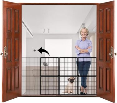 Сітчасті ворота для домашніх тварин, ворота для собак, дротяні огорожі, портативні вольєри для собак (90 x 60 см), 6 шт.