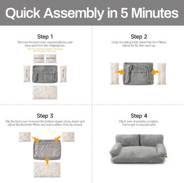 М'яке ліжко для котів та собак MeWoofun, сіре, 85x65x29 см