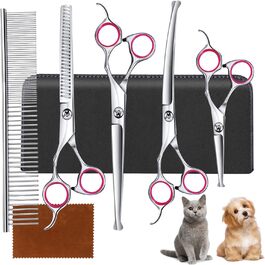 Набір для грумінгу собак: професійна шерстьова ножиця 4CR, нержавіюча сталь, гребінець, безпечний закруглений наконечник