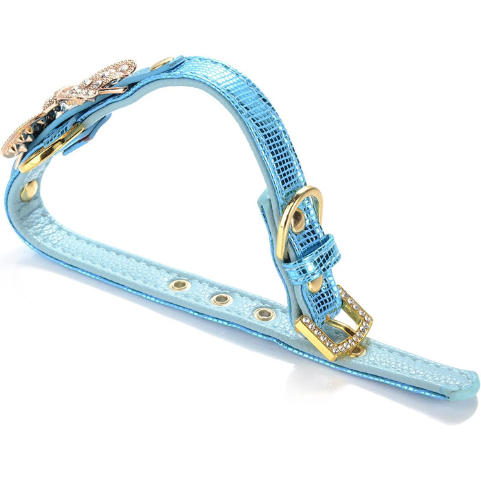 Шкіряне нашийник LOVPE з кільцем для маленьких собак/котів, регульований, розмір XS, рожевий (S, блакитний)