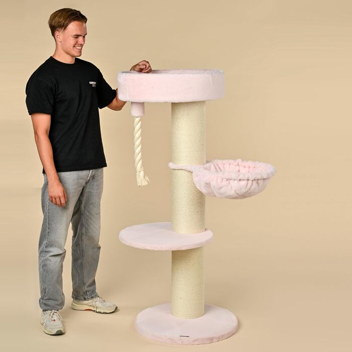 Драбина для котів RHRQuality Maine Coon De Luxe – 150 см – з товстими сизалевими стовпами (20 см) – рожева